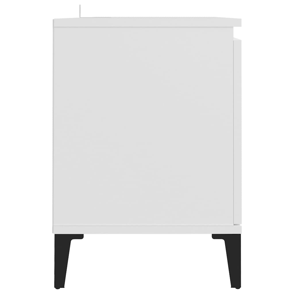 vidaXL ТВ шкаф с метални крака, бял, 103,5x35x50 см
