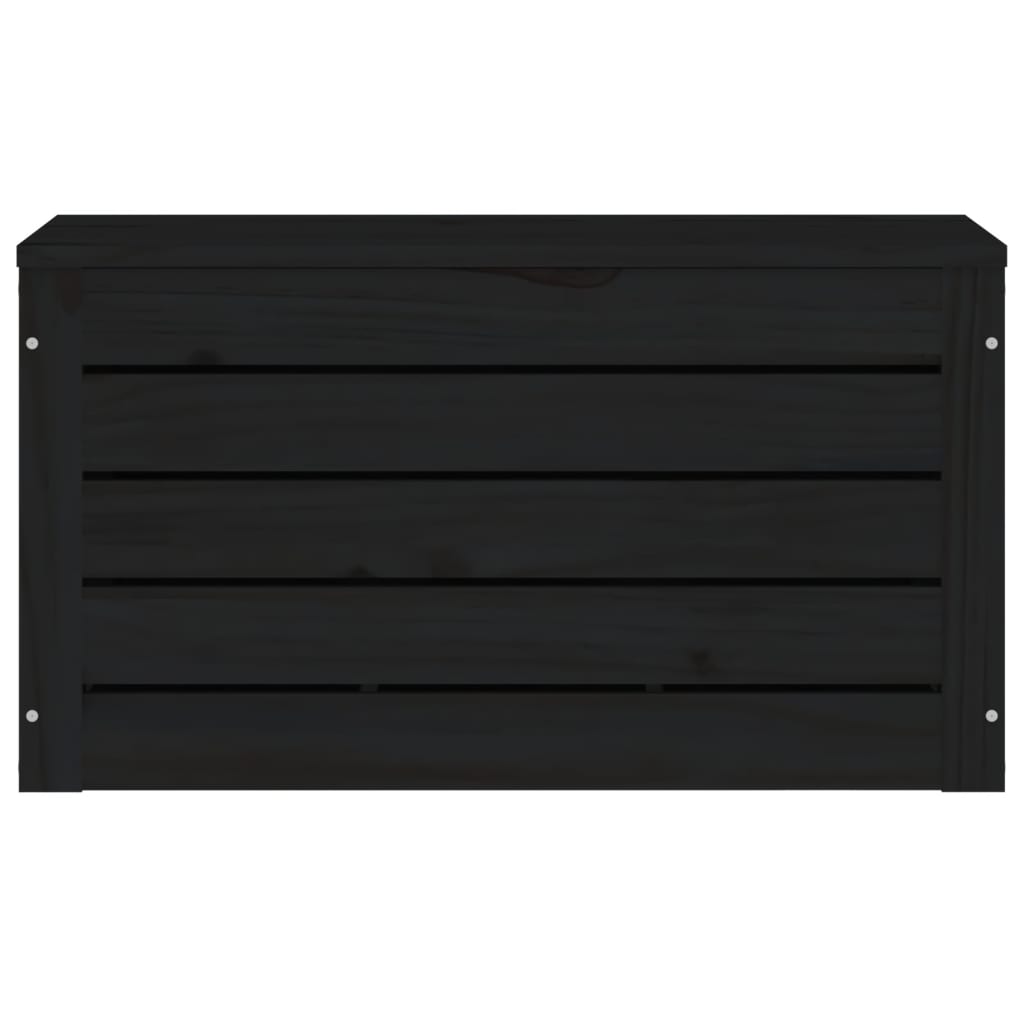 vidaXL Кутия за съхранение, черна, 59,5x36,5x33 см, борово дърво масив