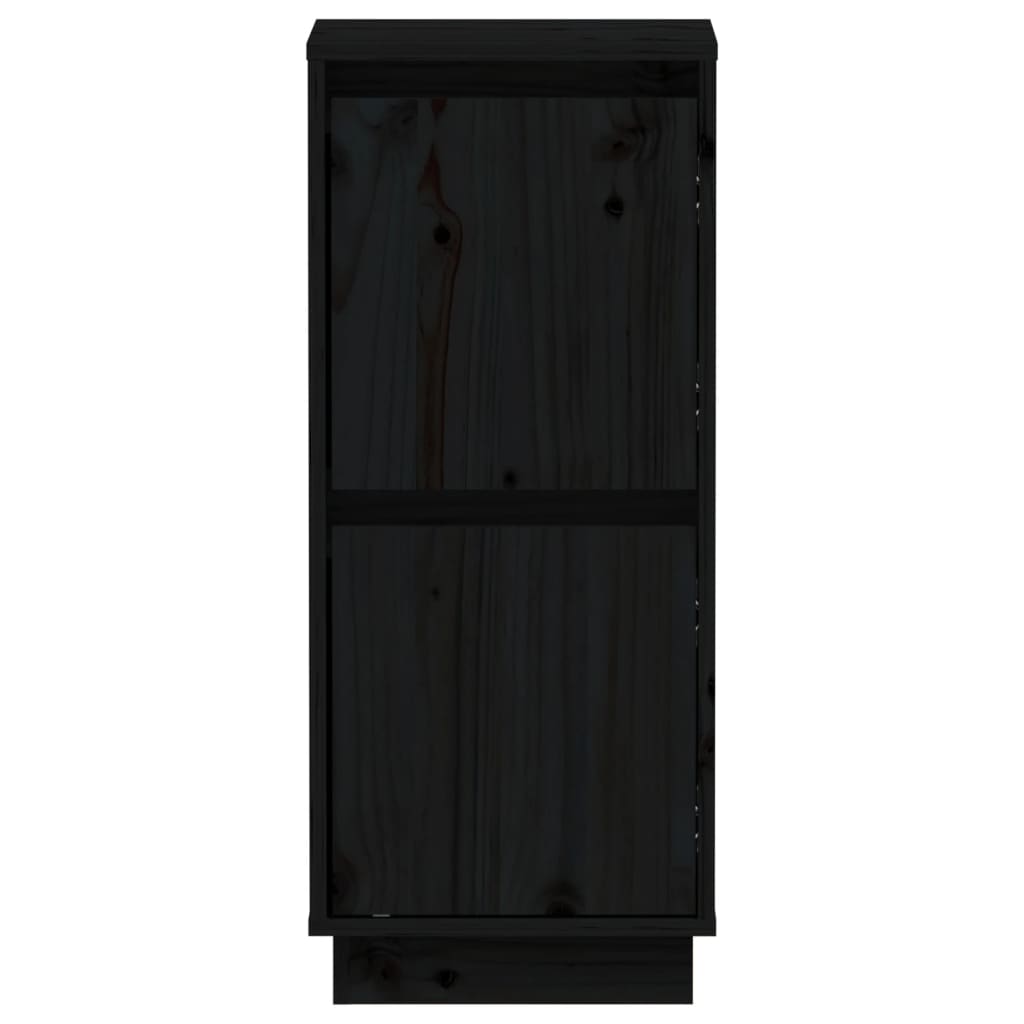 vidaXL Сайдборд, черен, 31,5x34x75 см, бор масив