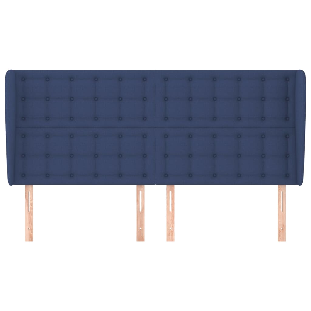 vidaXL Горна табла за легло с уши, синя, 163x23x118/128 см, плат