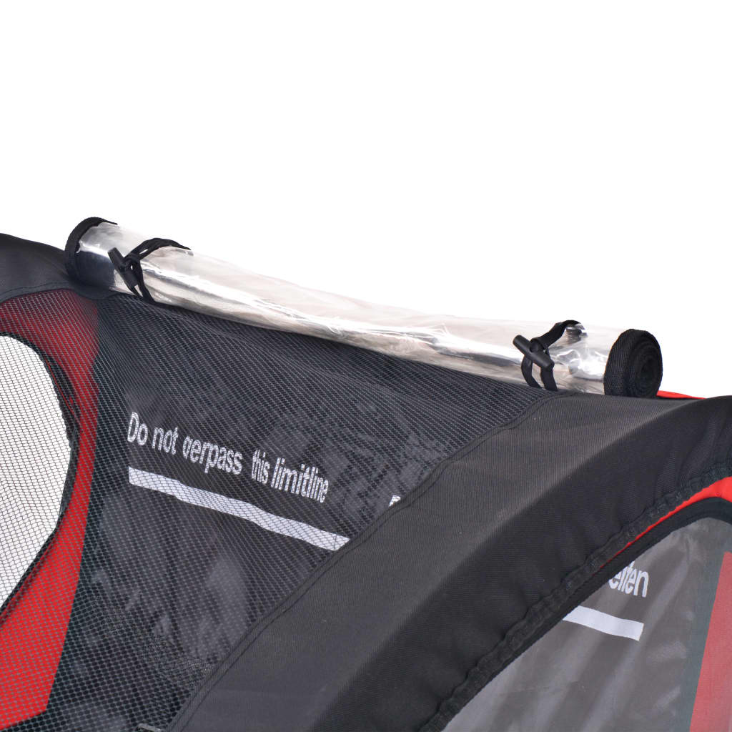 vidaXL Ремарке за велосипед, червено и черно, 30 кг