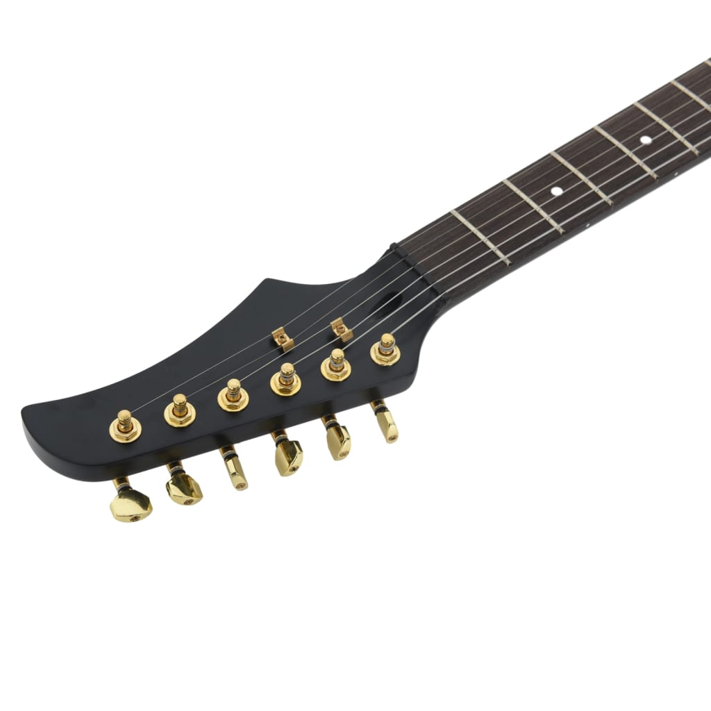 vidaXL Електрическа китара за начинаещи с калъф черно-златисто 4/4 39"