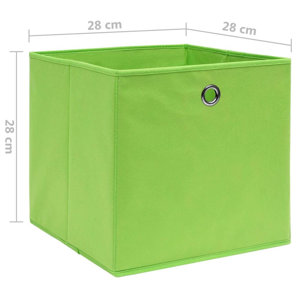 vidaXL Кутии за съхранение 10 бр нетъкан текстил 28x28x28 см зелени