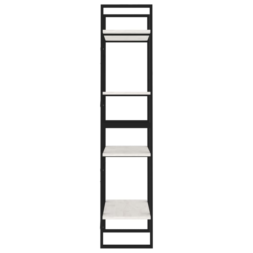 vidaXL 4-етажна библиотека, бяла, 60x30x140 см, борово дърво масив