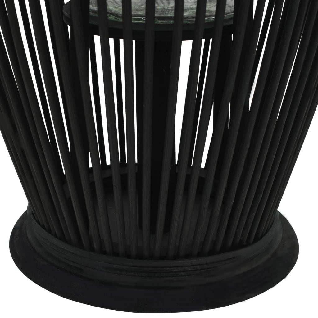 vidaXL Висящ свещник фенер, бамбук, черен, 60 см