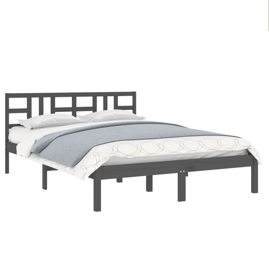 vidaXL Рамка за легло, сива, дърво масив, 200х200 см