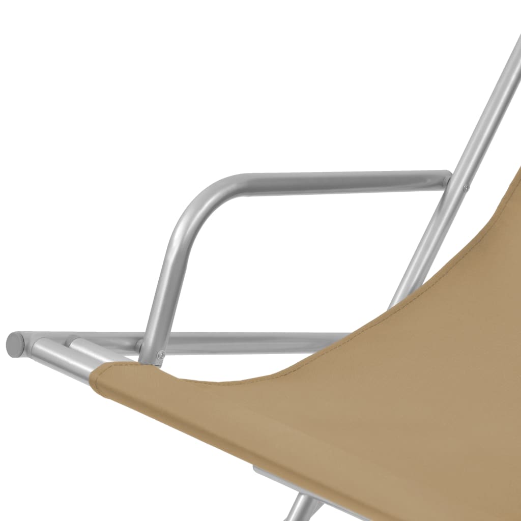 vidaXL Накланящи къмпинг столове, 2 бр, стомана, таупе