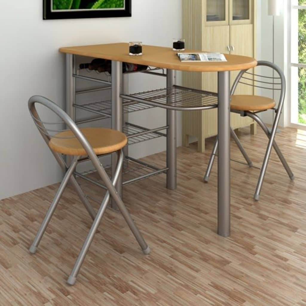vidaXL Кухненски/бар комплект за закуска/маса и столове, дърво