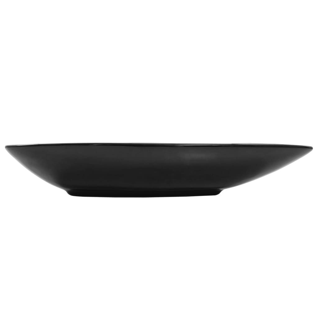vidaXL Керамична мивка, черна, триъгълна, 645x455x115 мм