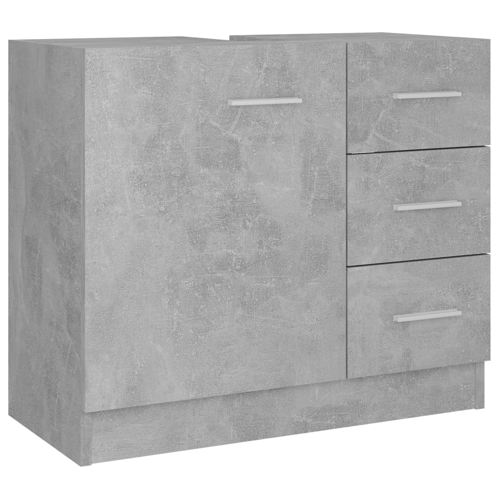 vidaXL Долен шкаф за мивка, бетонно сив, 63x30x54 см, ПДЧ