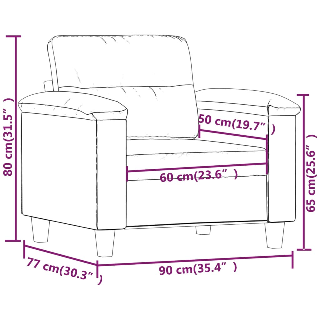 vidaXL Стол кресло, виненочервен, 60 см, изкуствена кожа