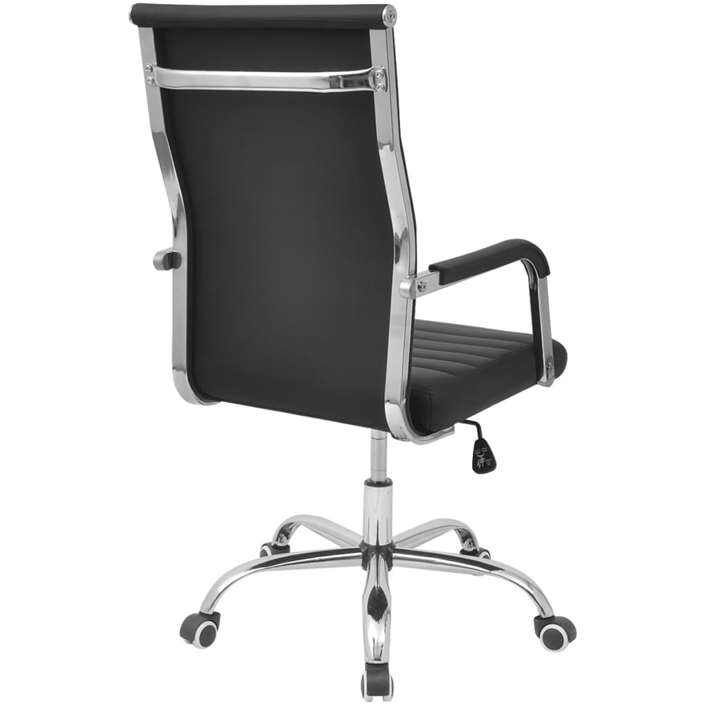 vidaXL Офис стол, изкуствена кожа, 55x63 см, черен
