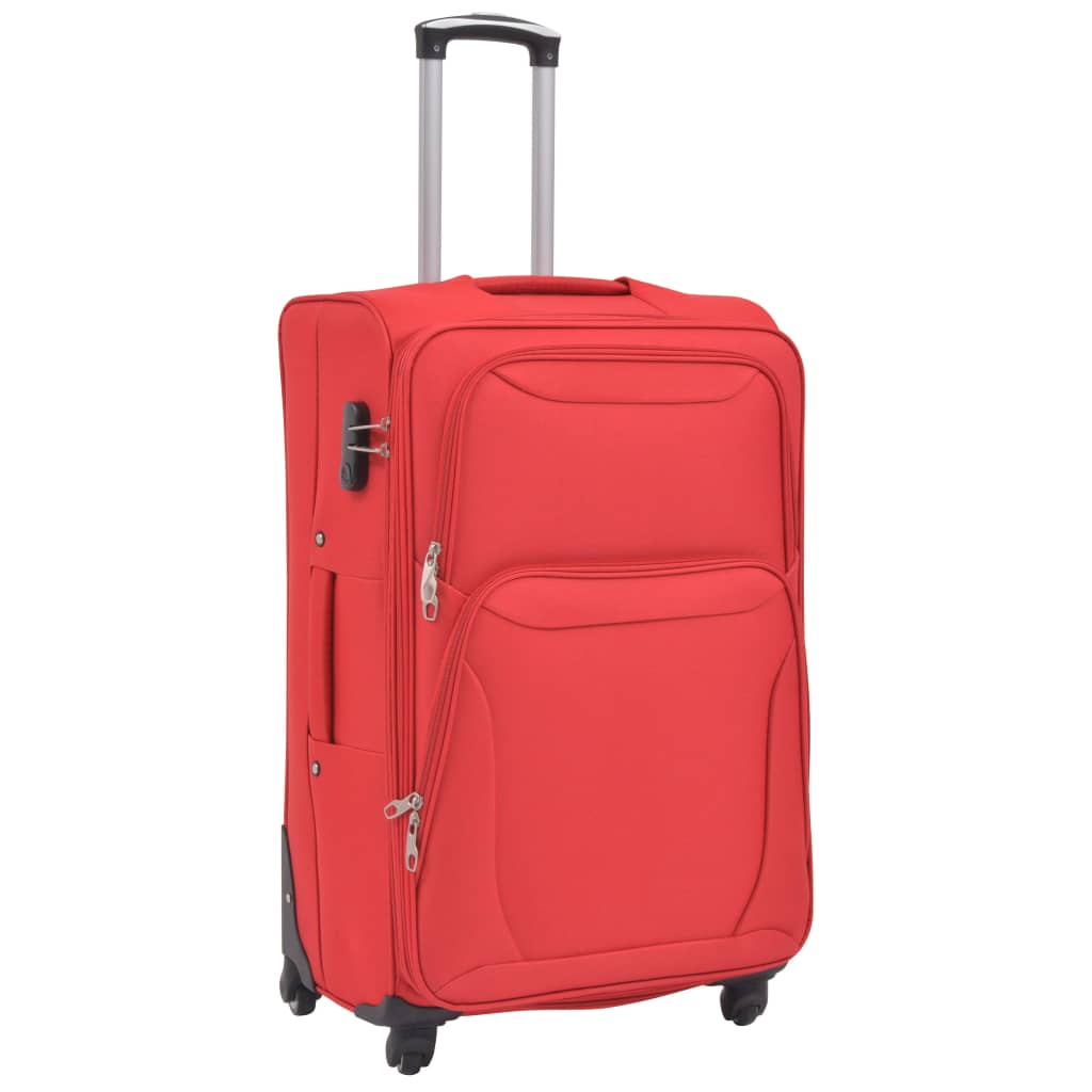 vidaXL Комплект от 3 броя меки куфари на колелца, червени