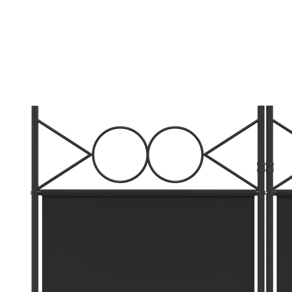 vidaXL Параван за стая, 5 панела, черен, 200x220 см, текстил