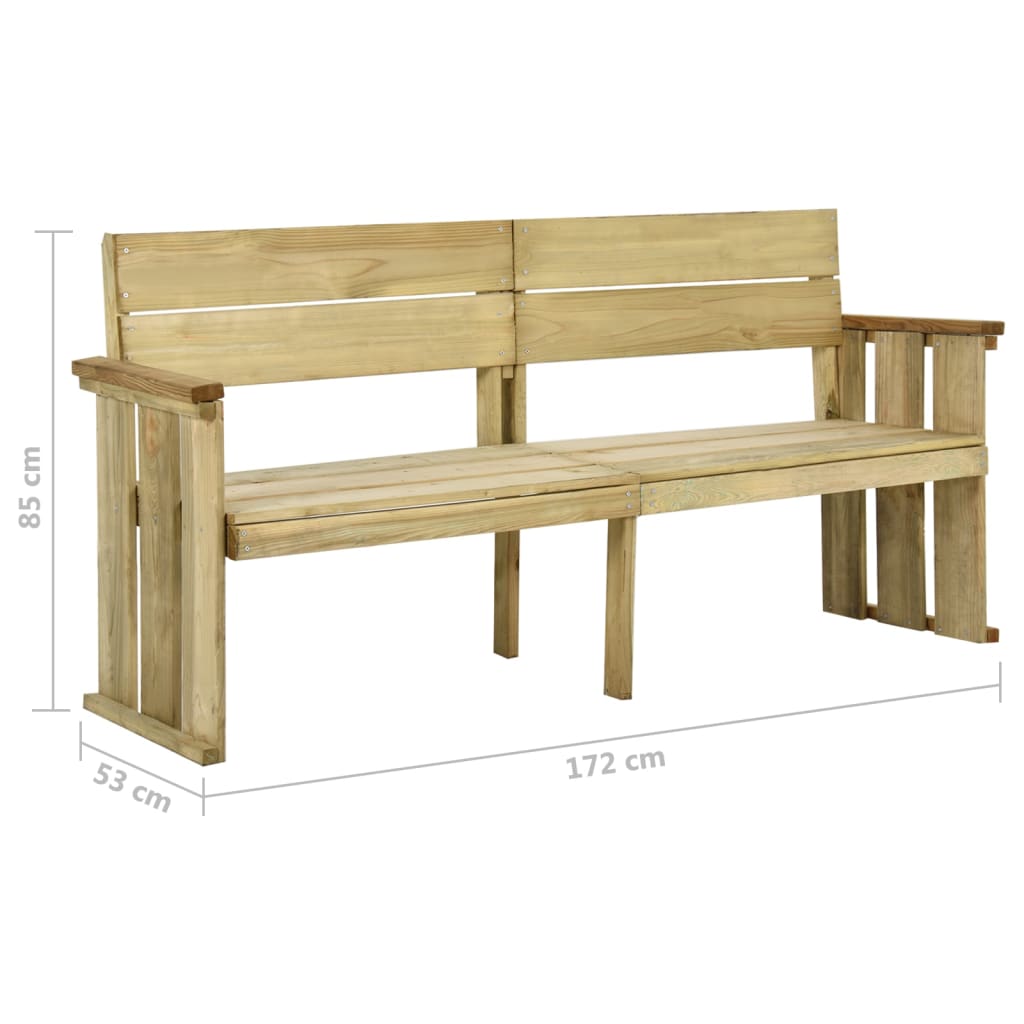 vidaXL Градинска пейка, 172 см, импрегнирана борова дървесина