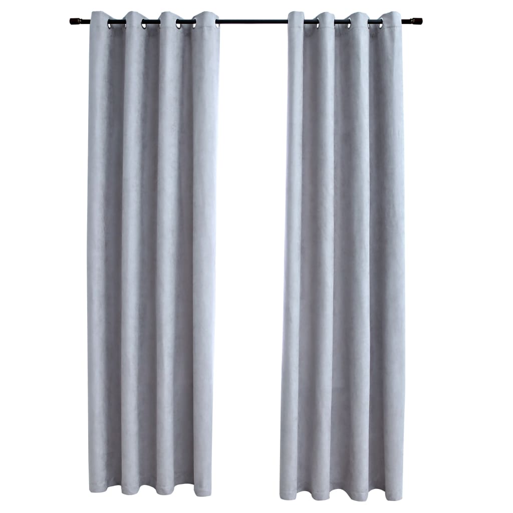 vidaXL Затъмняващи завеси с метални халки, 2 бр, сиви, 140x175 см