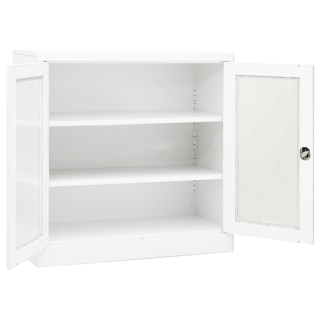 vidaXL Офис шкаф, бял, 90x40x90 см, стомана