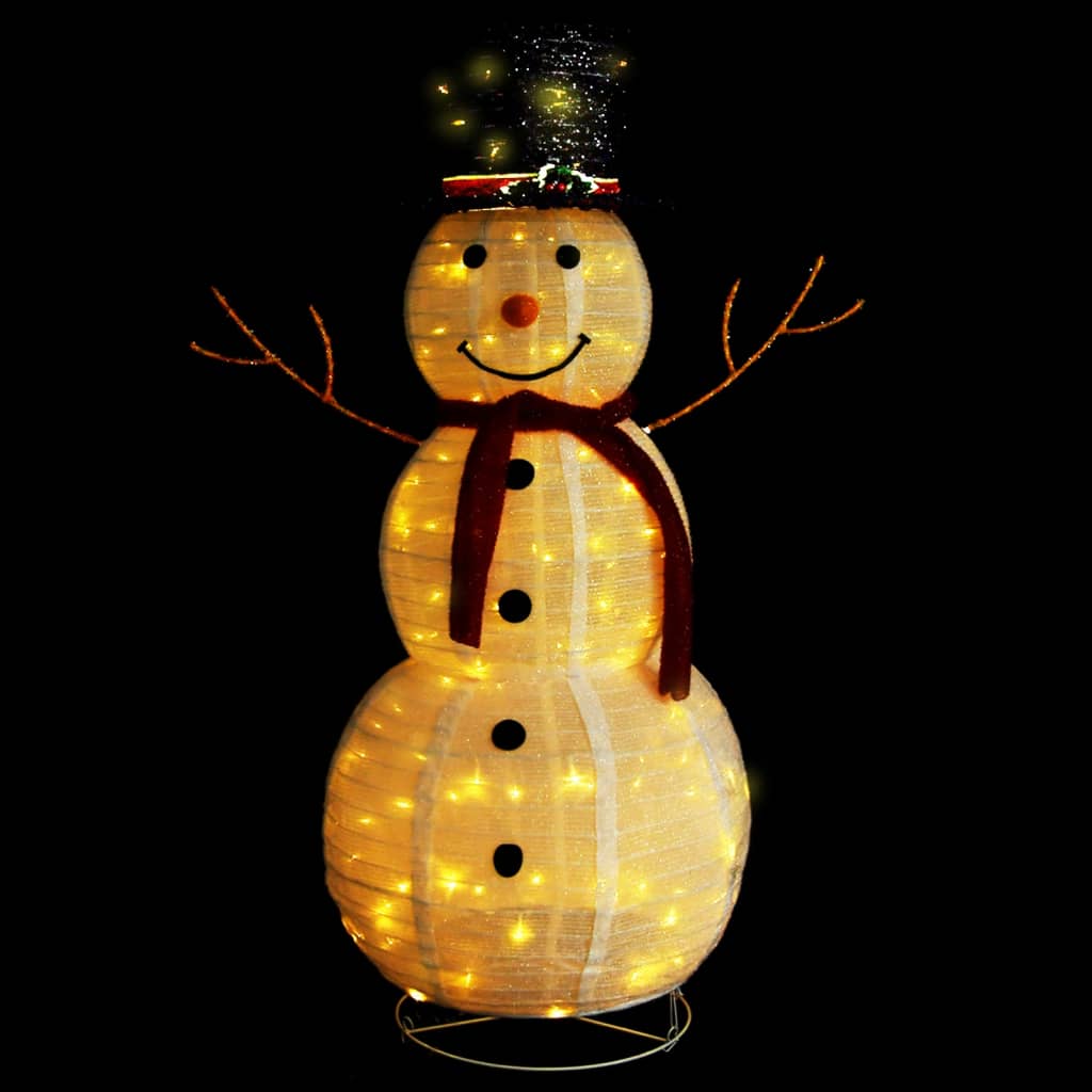 vidaXL Декоративна фигура на снежен човек с LED лукс плат 120 см