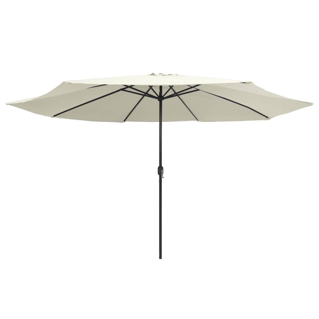 vidaXL Градински чадър с метален прът, 390 см, пясъчнобял