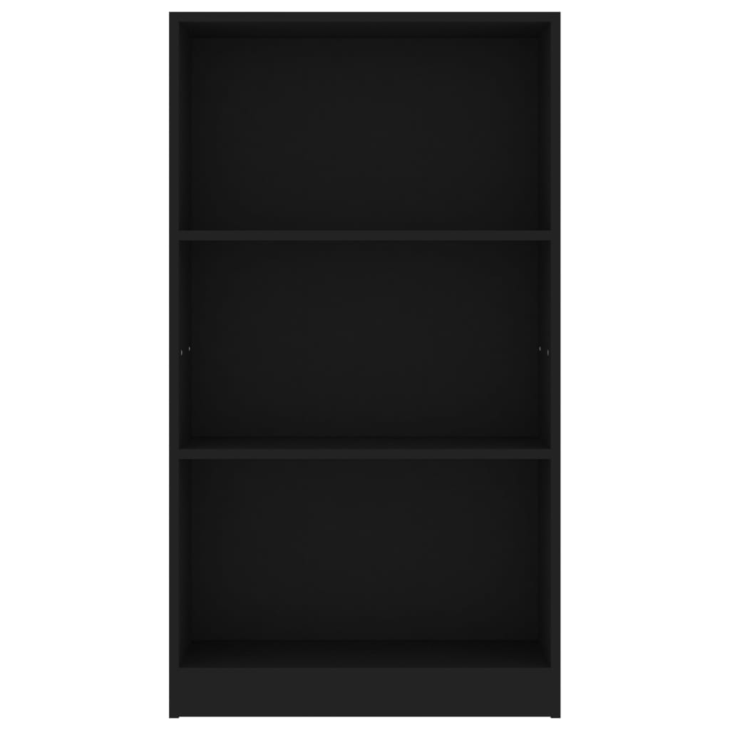 vidaXL 3-етажна библиотека, черна, 60x24x109 см, инженерно дърво