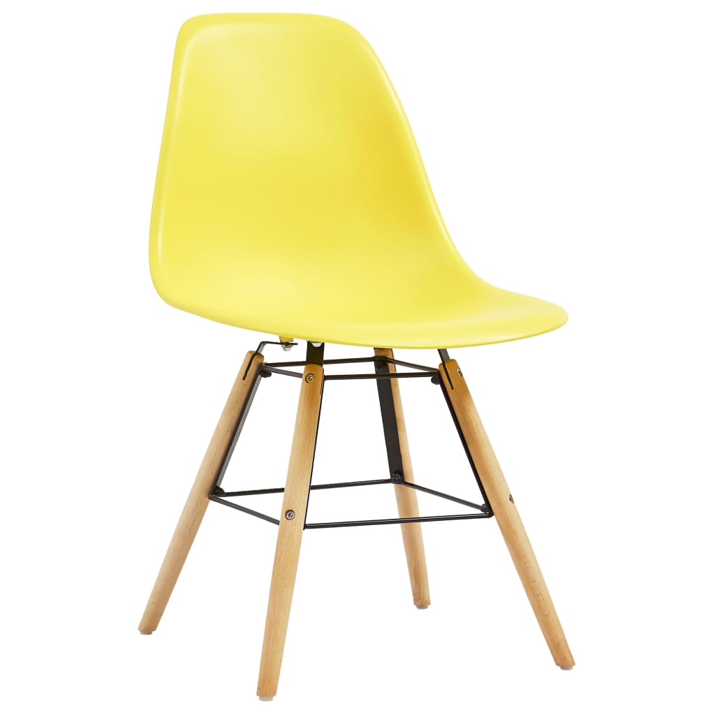 vidaXL Трапезни столове, 4 бр, жълти, пластмаса