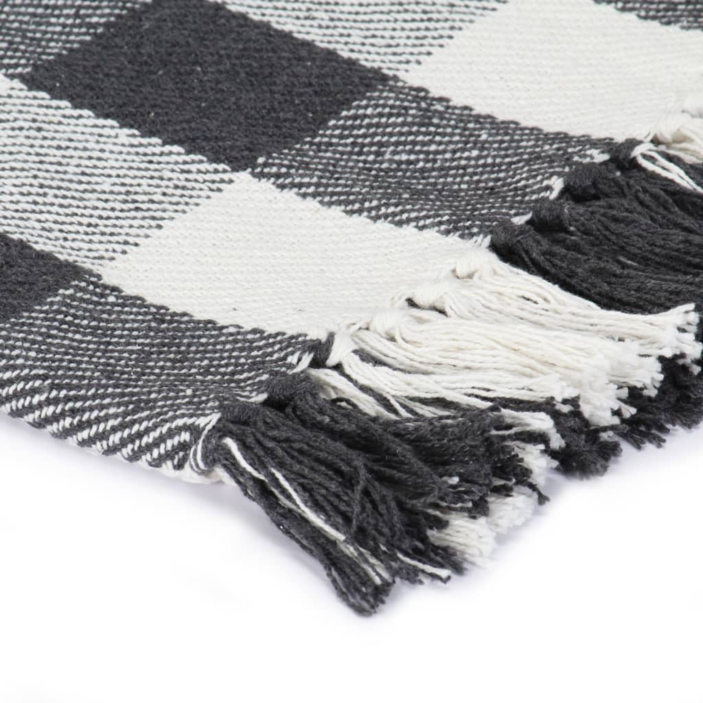 vidaXL Декоративно одеяло, памук, каре, 125x150 см, антрацит