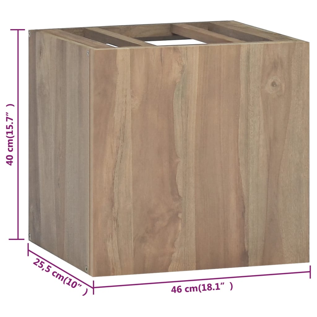 vidaXL Стенен шкаф за баня, 46x25,5x40 см, тиково дърво масив