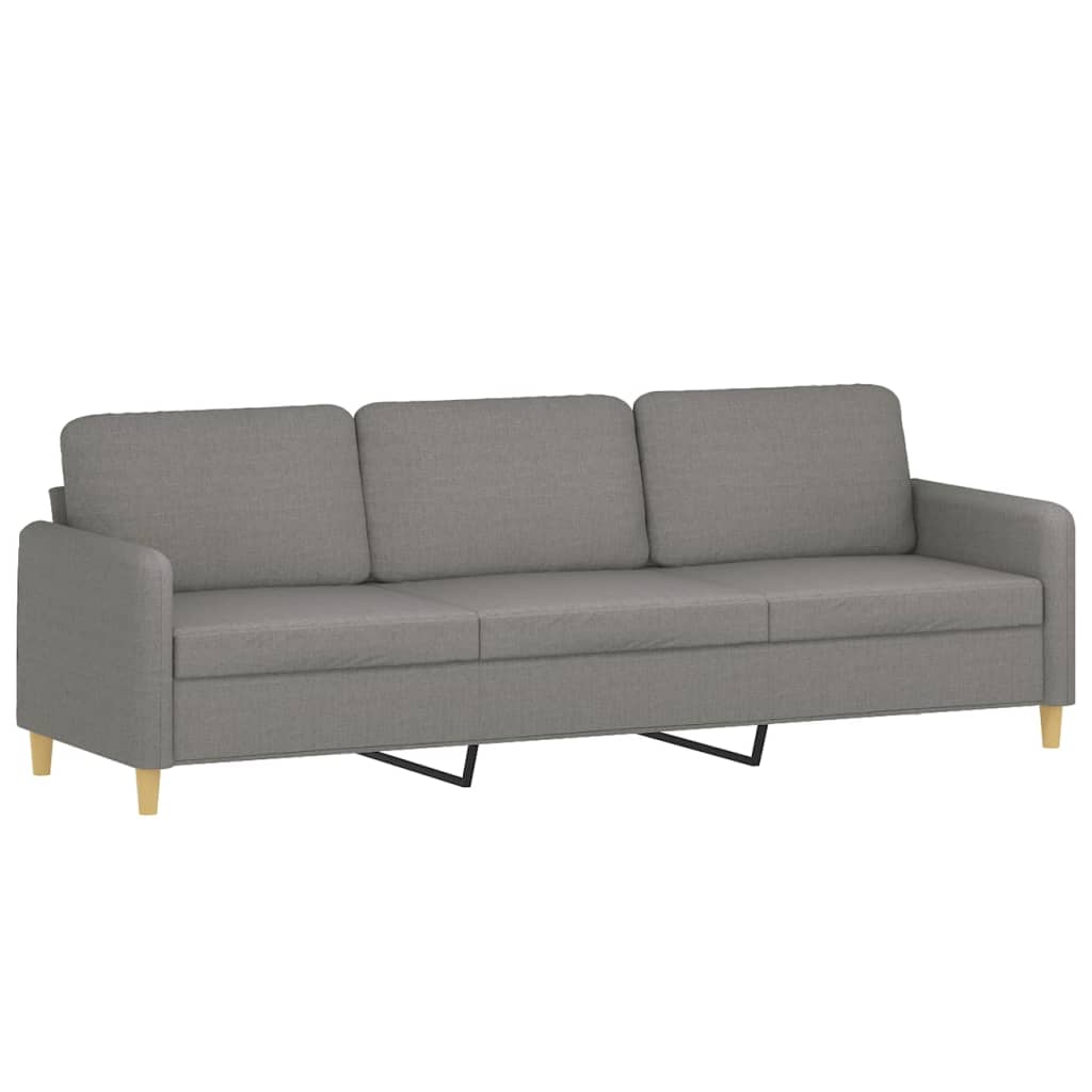 vidaXL 3-местен диван с възглавници, тъмносив, 210 см, текстил