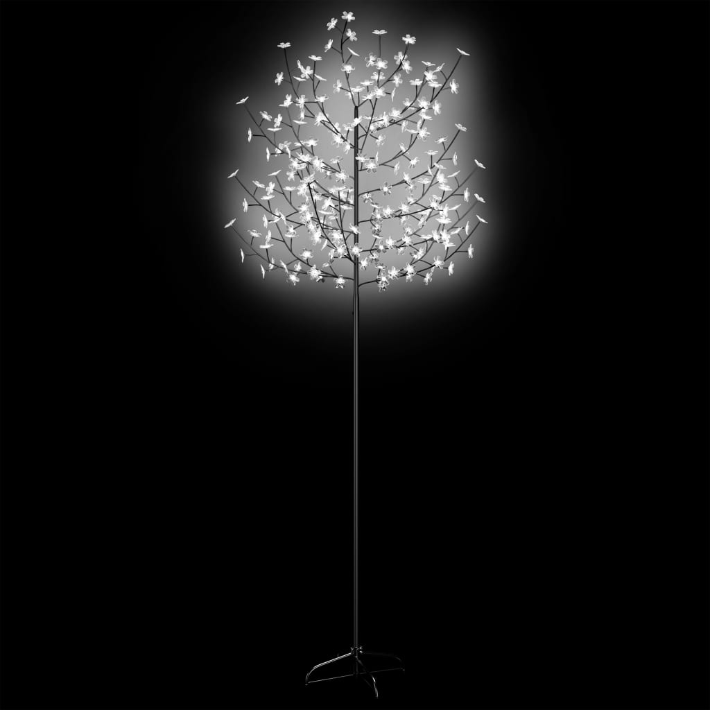 vidaXL Коледно дърво, 220 LED студено бeли, разцъфнала череша, 220 см