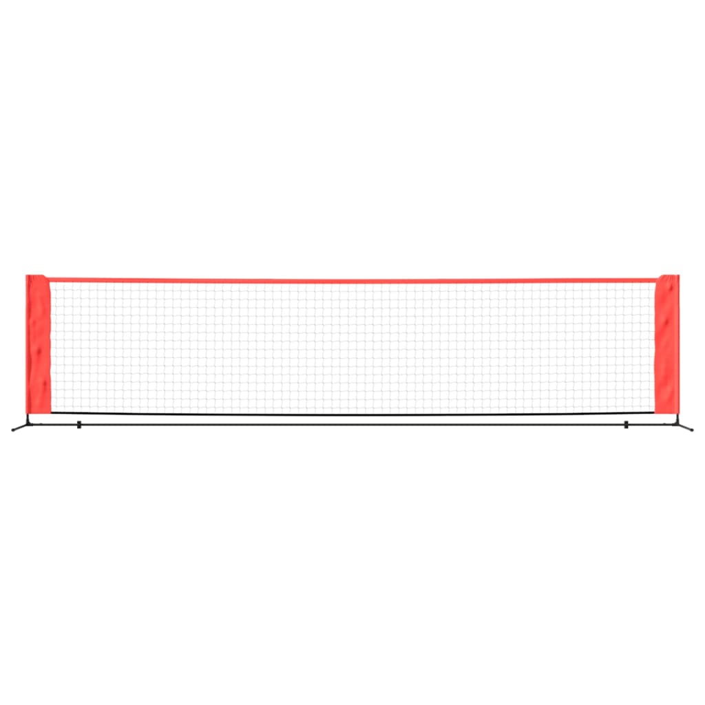 vidaXL Мрежа за тенис, черно-червена, 400x100x87 см, полиестер