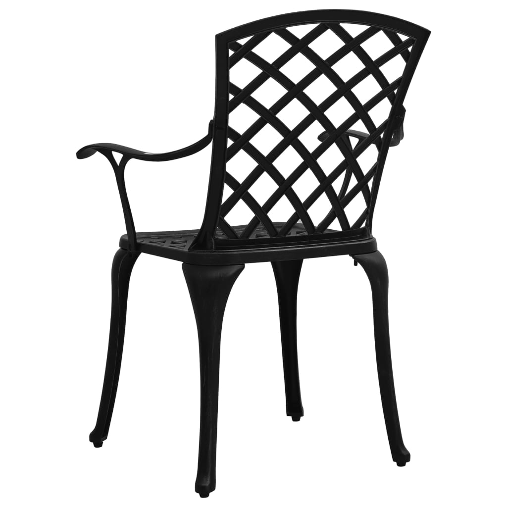 vidaXL Градински столове, 6 бр, лят алуминий, черни