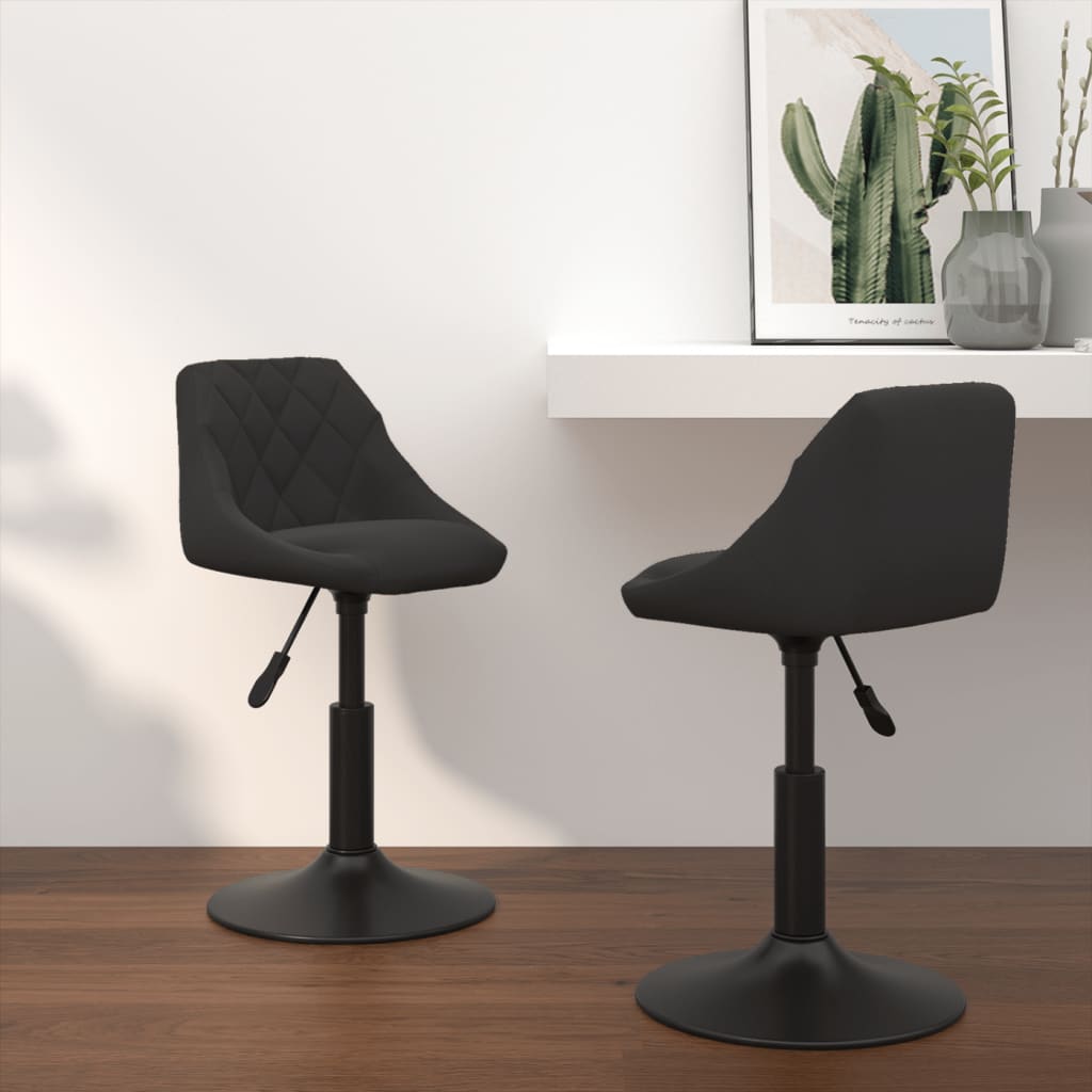 vidaXL Въртящи трапезни столове, 2 бр, черни, кадифе