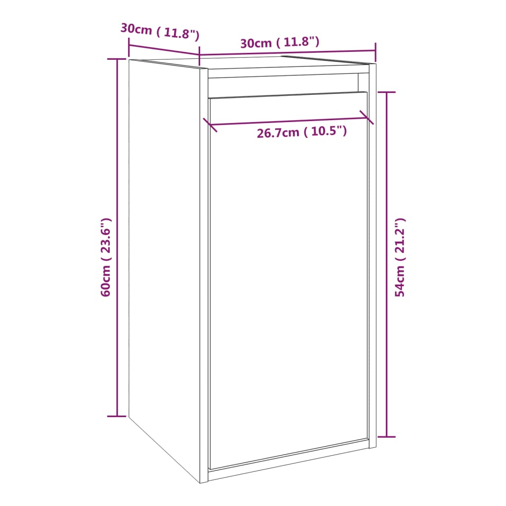 vidaXL Стенни шкафове, 2 бр, меденокафяви, 30x30x60 см, бор масив