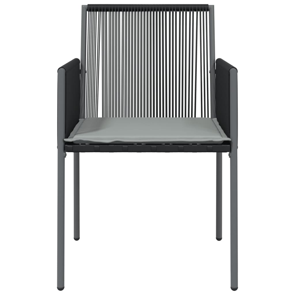 vidaXL Външен стол с възглавници 2 бр черни 54x60,5x83,5 см полиратан