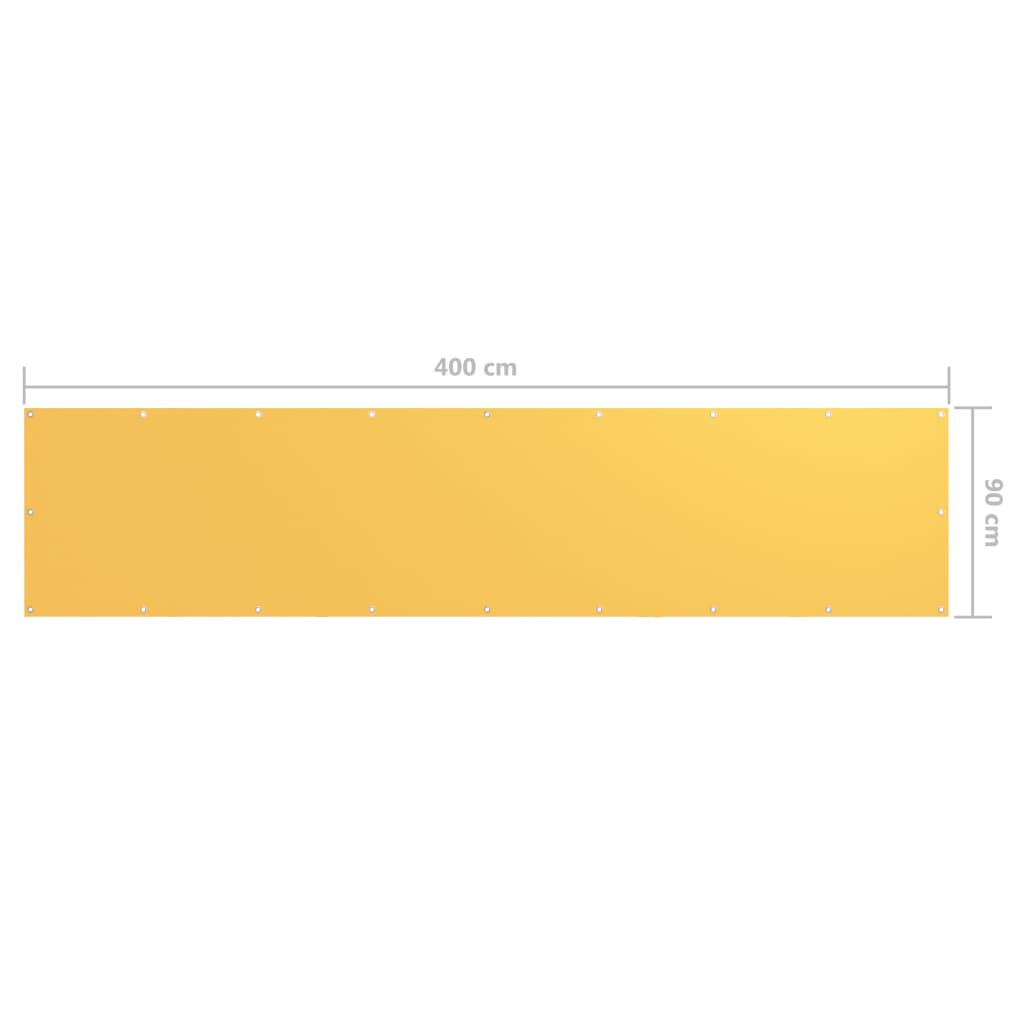 vidaXL Балконски параван, жълт, 90x400 см, оксфорд плат