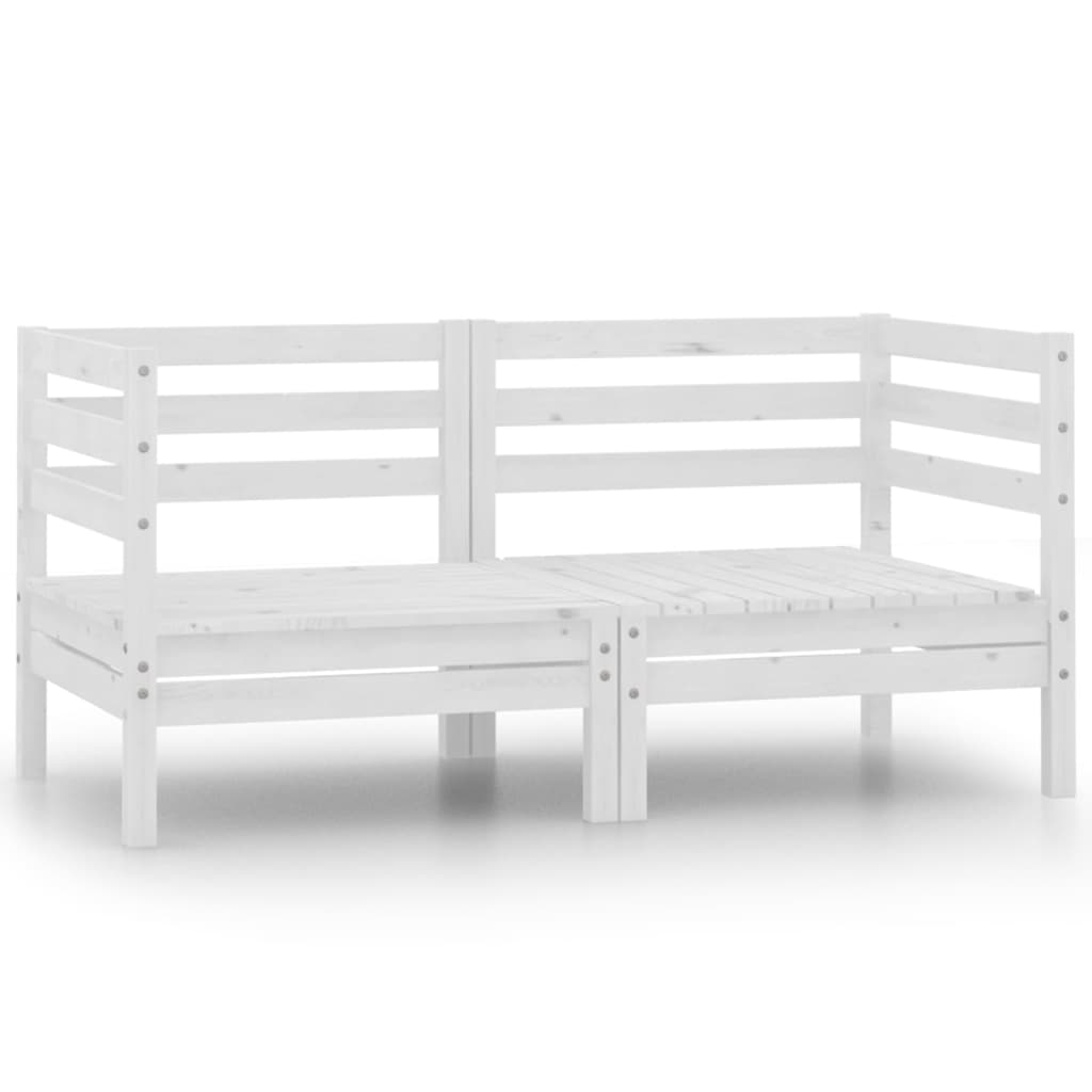 vidaXL Градински 2-местен диван, бял, бор масив