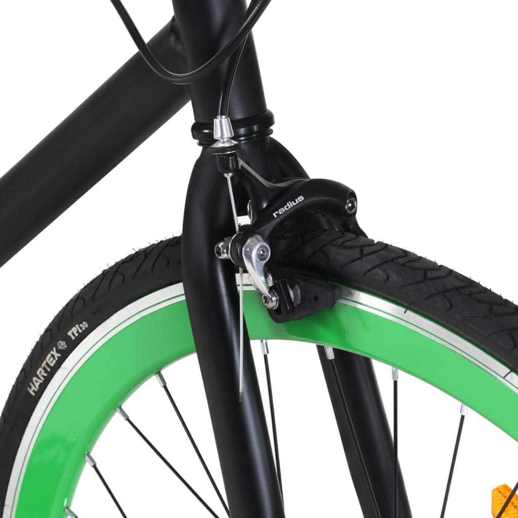 vidaXL Велосипед с фиксирана предавка, черно и зелено, 700c, 51 см
