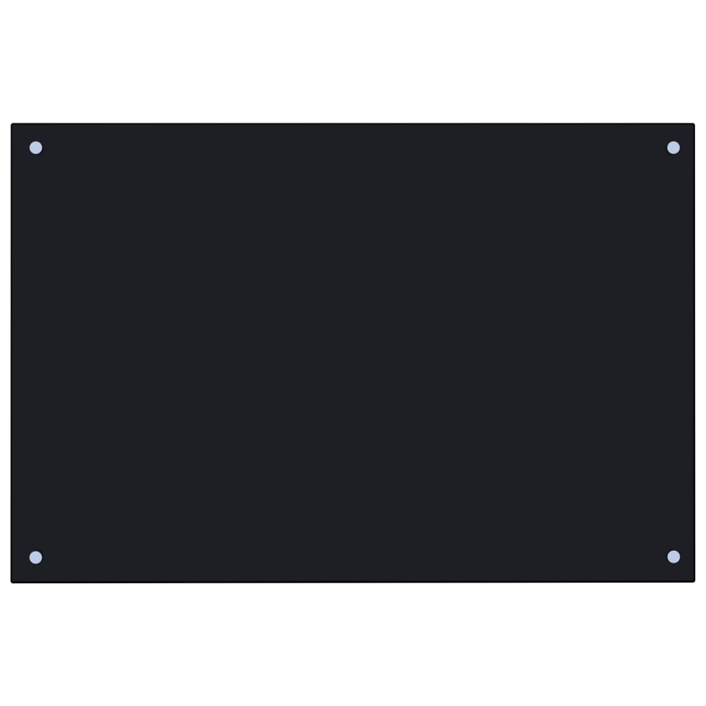 vidaXL Кухненски гръб, черен, 90x60 см, закалено стъкло