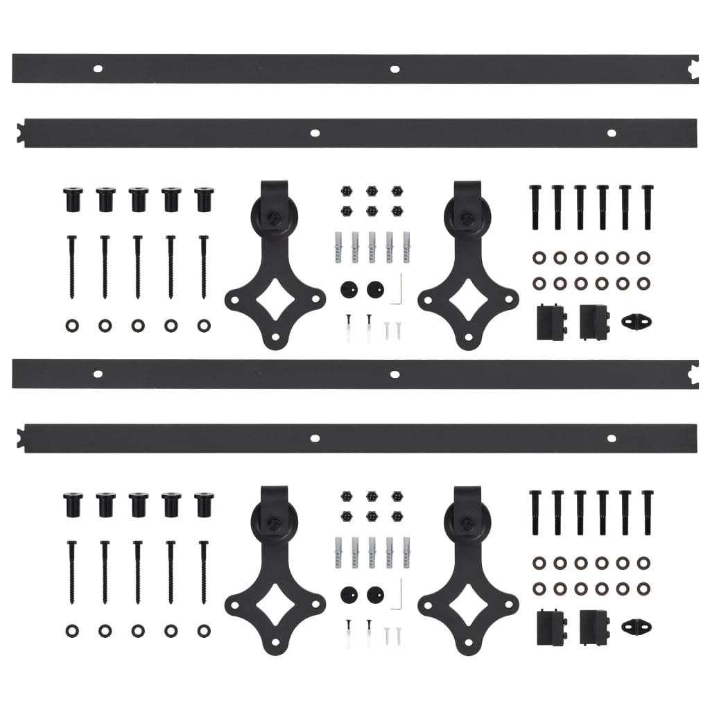 vidaXL Механизми за плъзгаща врата, 2 бр, 200 см, стомана, черни