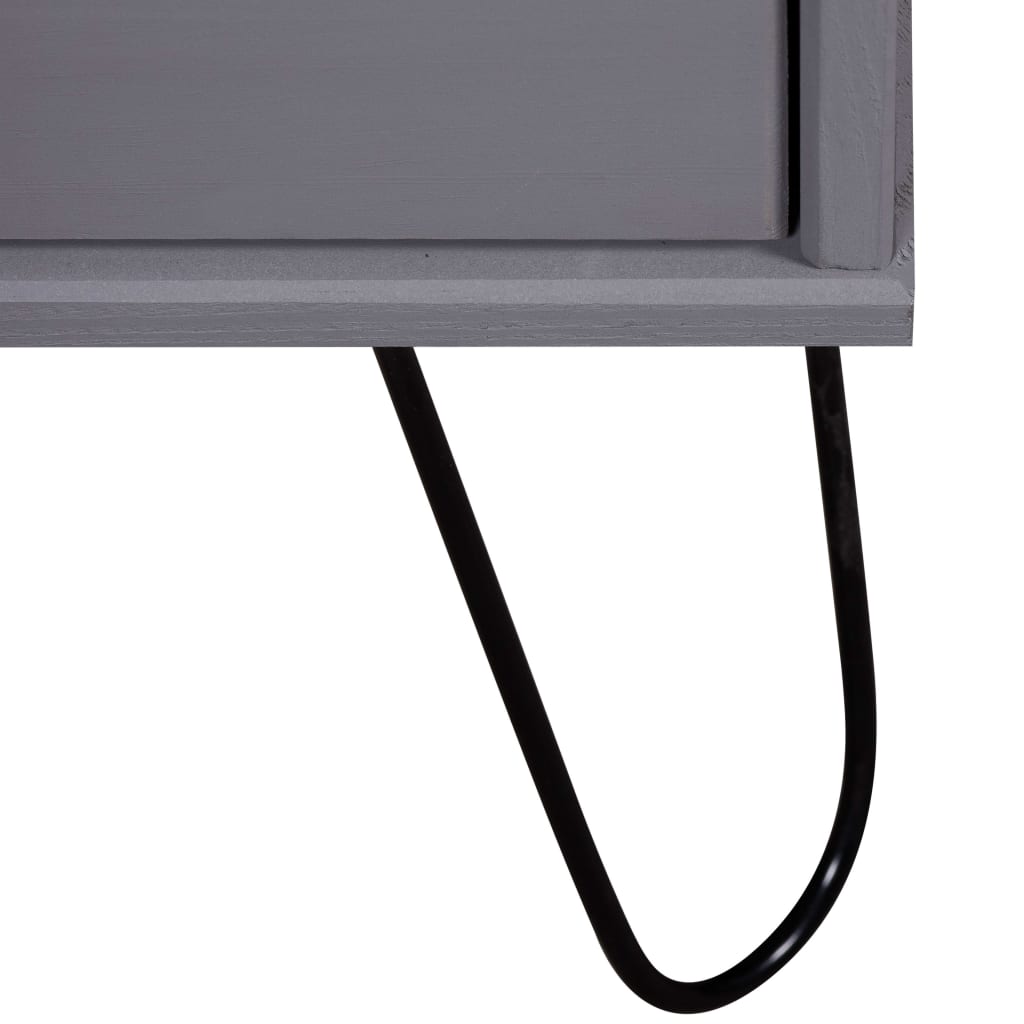 vidaXL Шкаф с чекмеджета, сив, 45x39,5x90,3 см, борово дърво масив