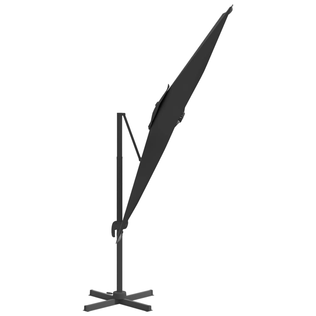 vidaXL Конзолен чадър с алуминиев прът, черен, 300x300 см