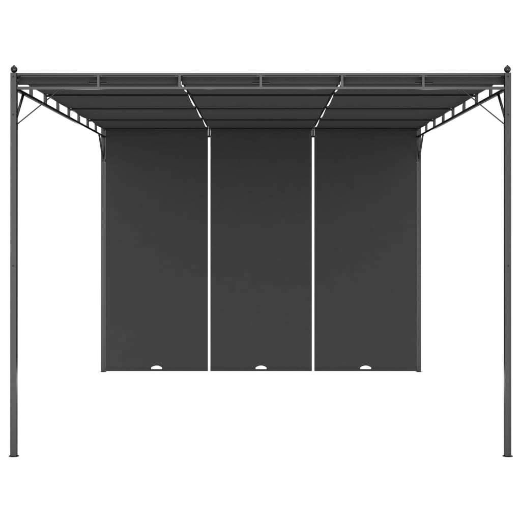 vidaXL Градинска шатра със странична завеса 4x3x2,25 м антрацит