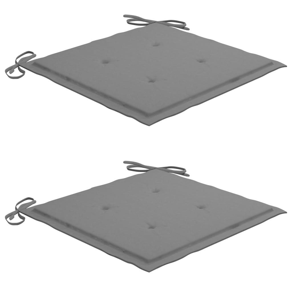 vidaXL Бистро комплект от 3 части, със сиви възглавници, тик масив