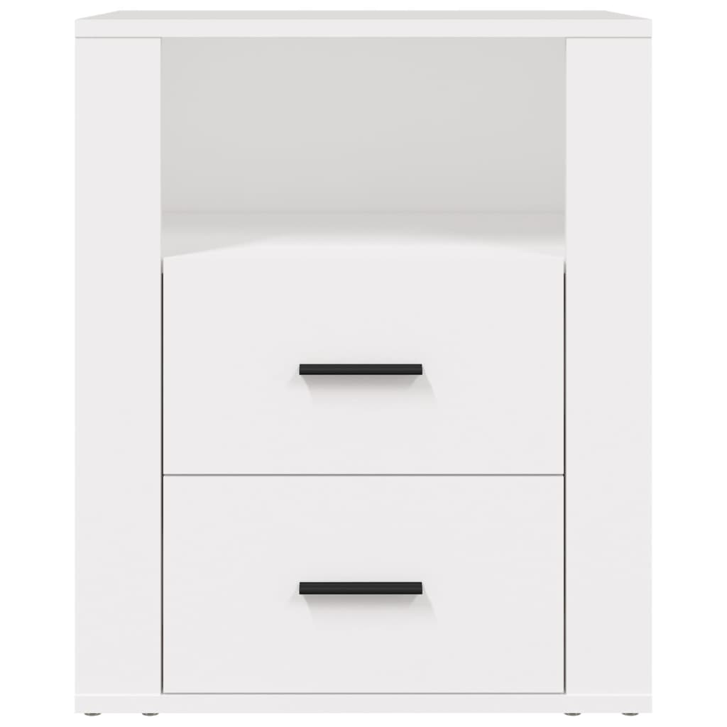 vidaXL Нощно шкафче, бяло, 50x36x60 см, инженерно дърво