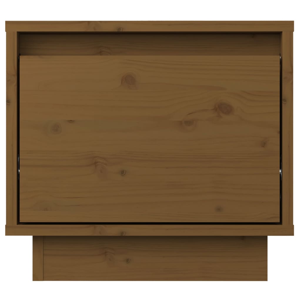 vidaXL Нощно шкафче, меденокафяво, 35x34x32 см, борово дърво масив