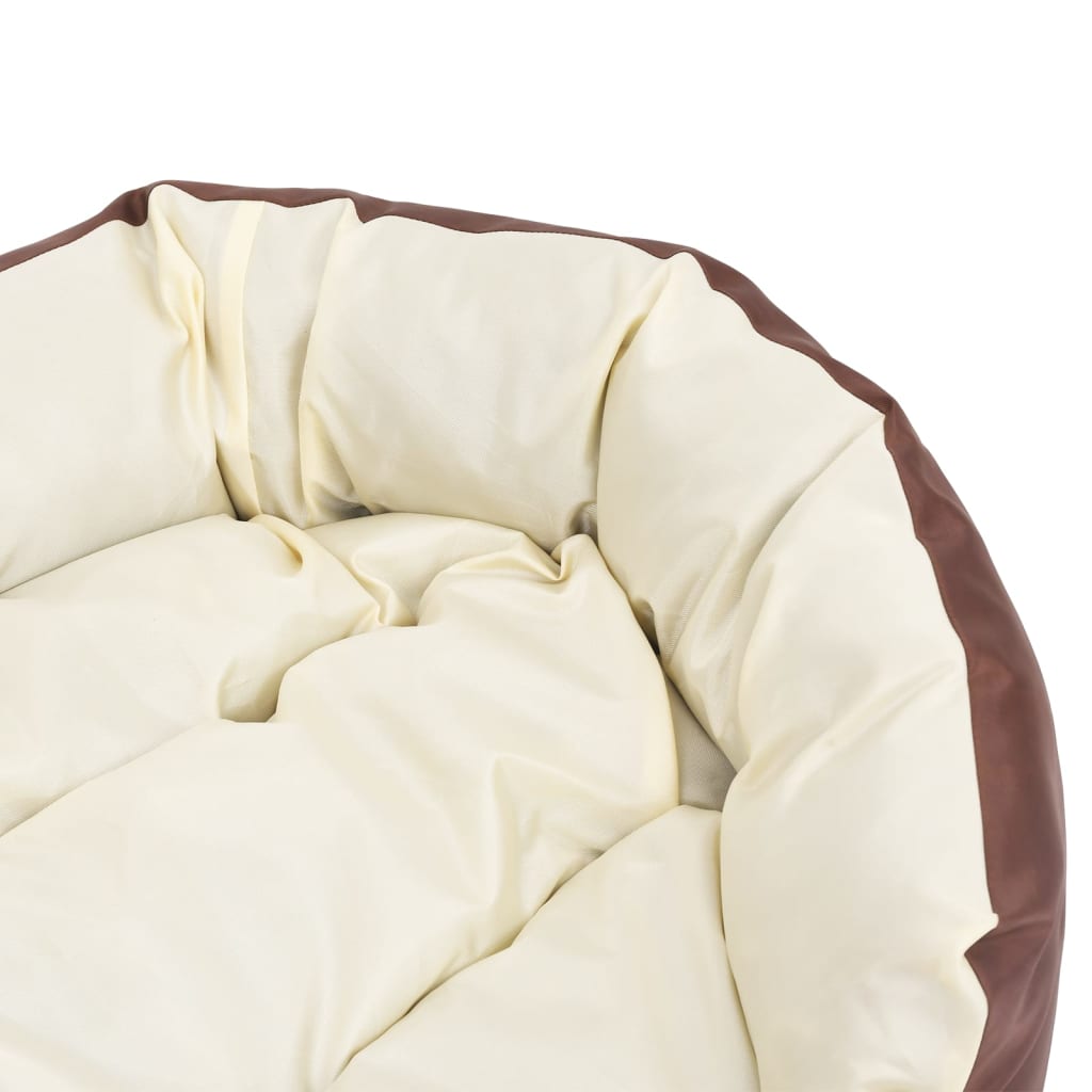 vidaXL Реверсивно и миещо се кучешко легло кафяво-кремаво 85x70x20 см