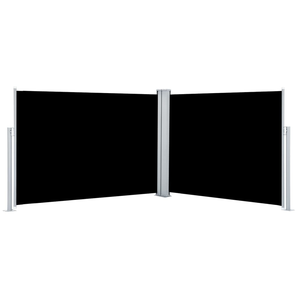vidaXL Прибираща се странична тента, черна, 100x1000 см