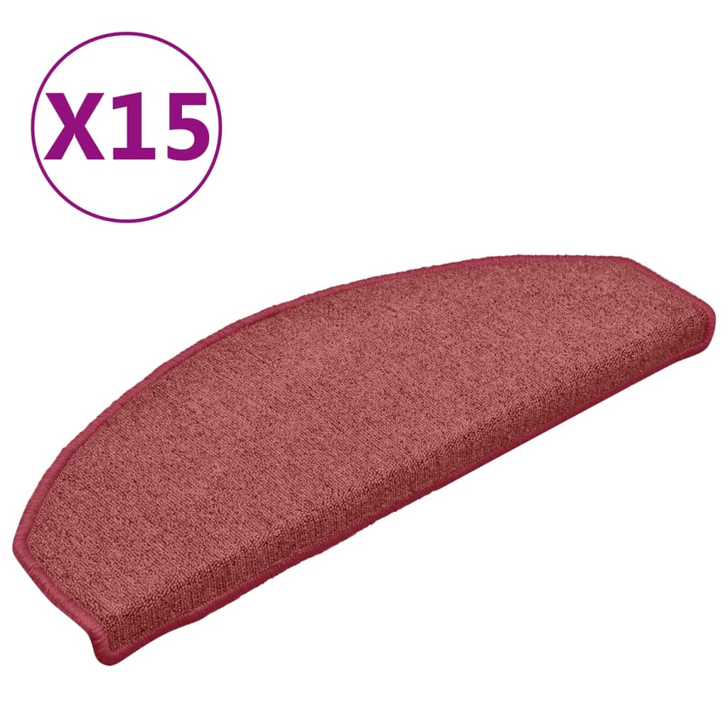 vidaXL Постелки за стъпала, 15 бр, червени, 65x24x4 см