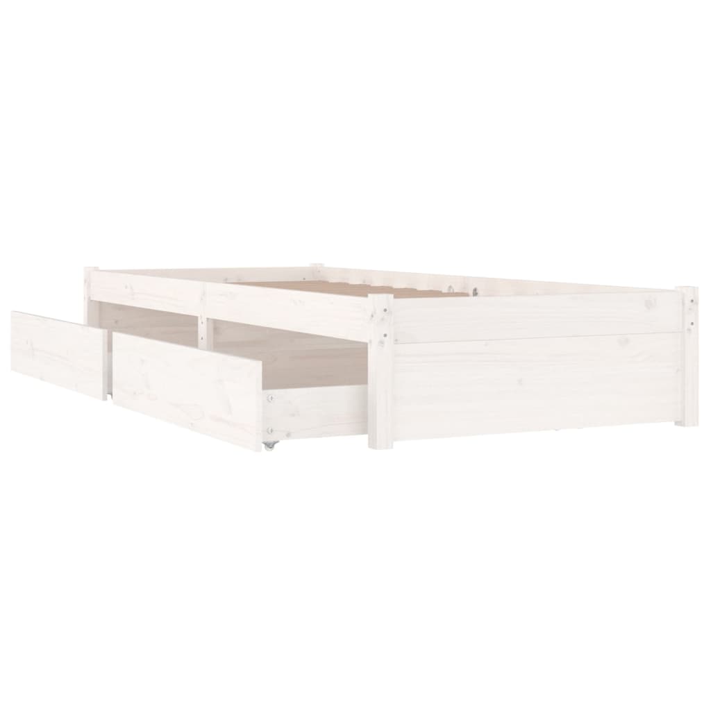 vidaXL Рамка за легло с чекмеджета, бяла, 90x190 см, Single