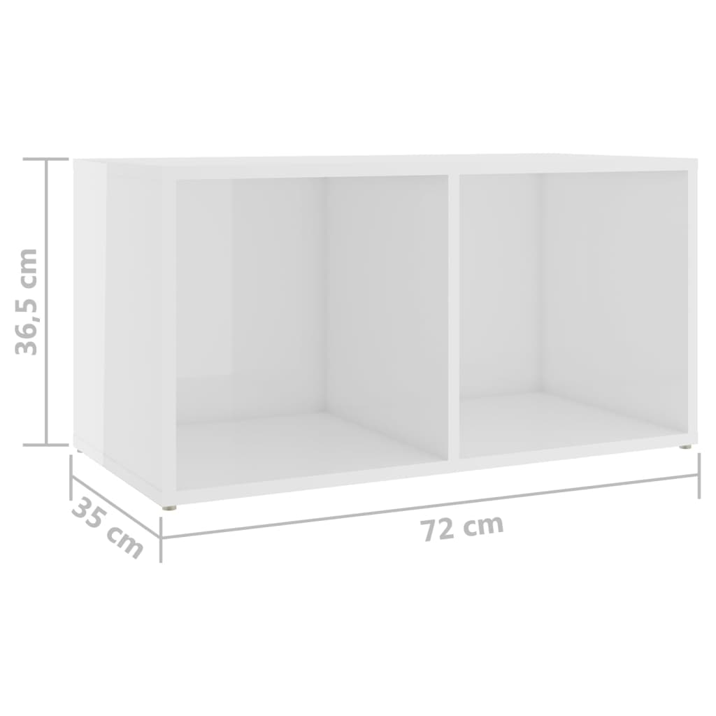 vidaXL ТВ шкафове, 2 бр, бял гланц, 72x35x36,5 см, ПДЧ